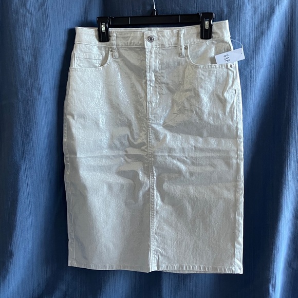 Festive White Denim Skirt - Picture 1 of 9